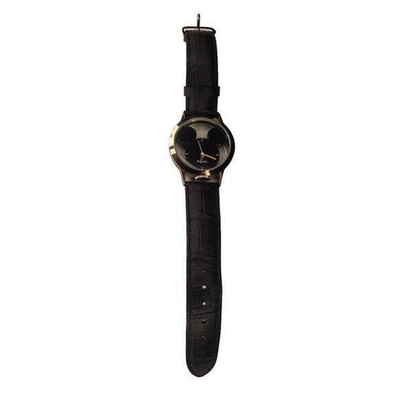 VTG Disney Mickey Mouse Black Façade Clear See Through Ladies Wrist Watch Runs!